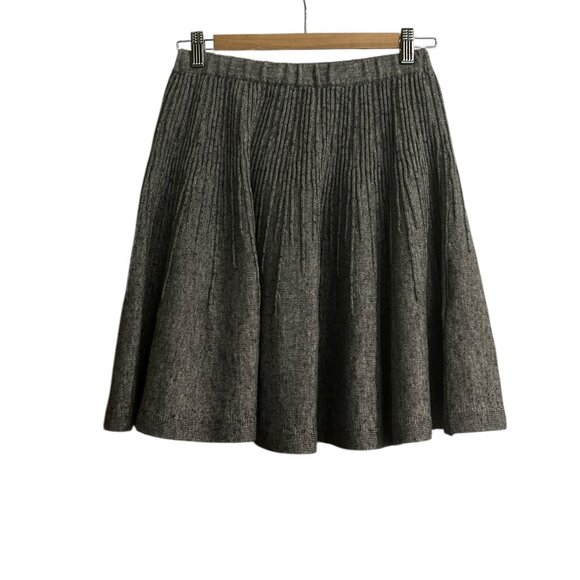 H&M Wool Blend Flared Mini Skirt Sz M Ribbed Twee Girlie Light Academia Twirl - Picture 3 of 5